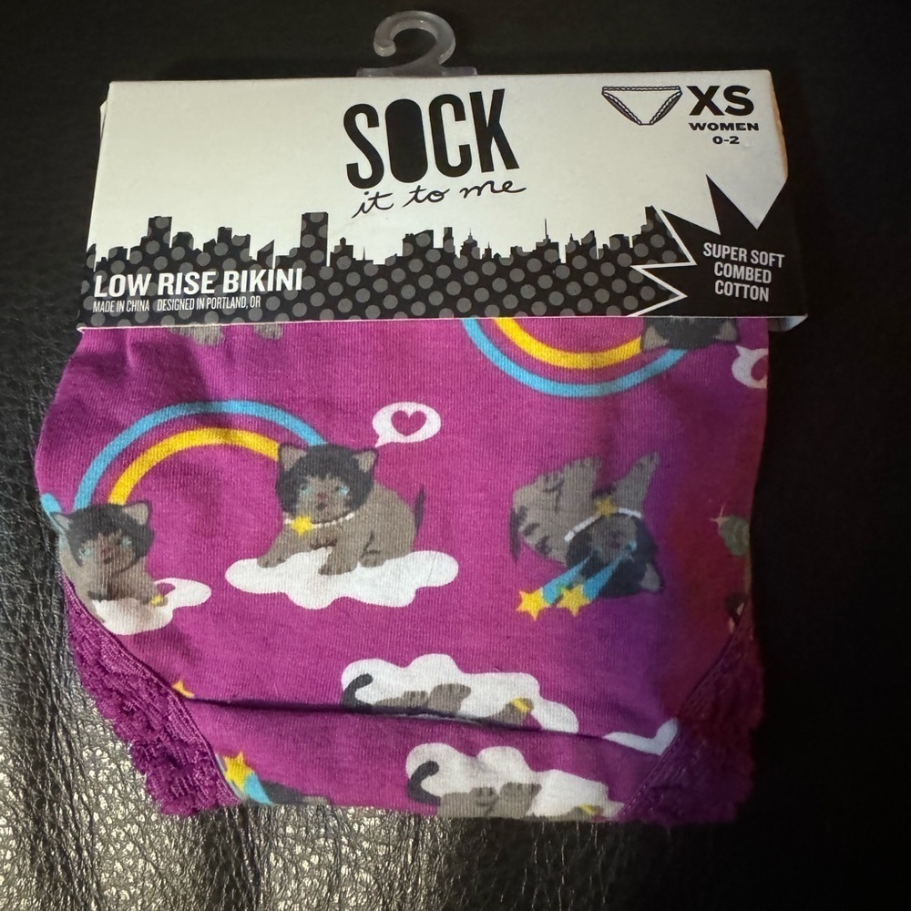 NWT SOCK IT TO ME low rise briefs XS cats with laser eyes